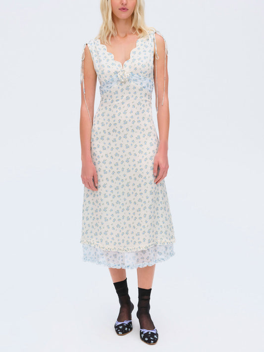For Love and Lemons Chateau Midi Dress - Blue