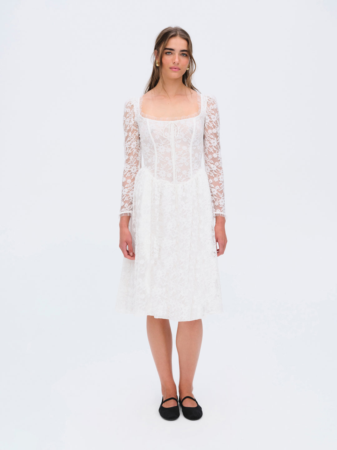 For Love and Lemons Camdyn Midi Dress - White