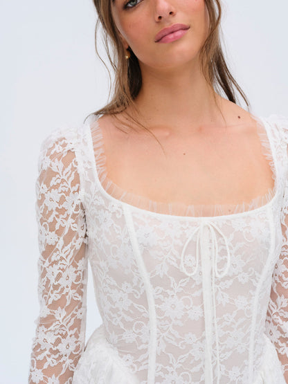 For Love and Lemons Camdyn Midi Dress - White