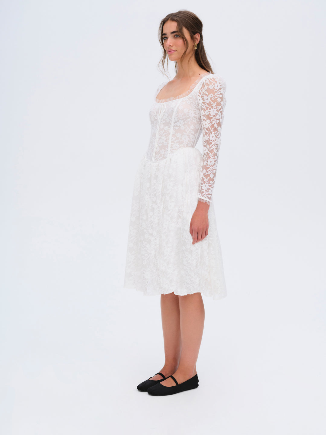 For Love and Lemons Camdyn Midi Dress - White