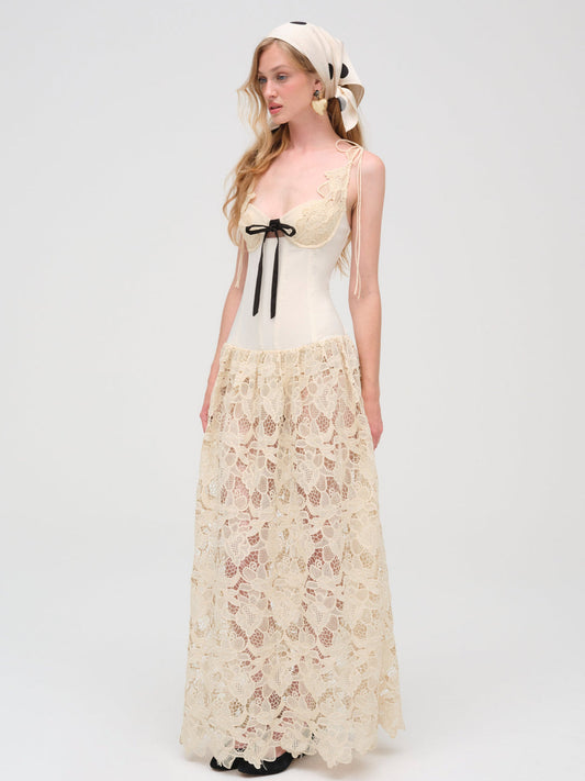 For Love and Lemons Coco Lace Maxi Dress - Cream