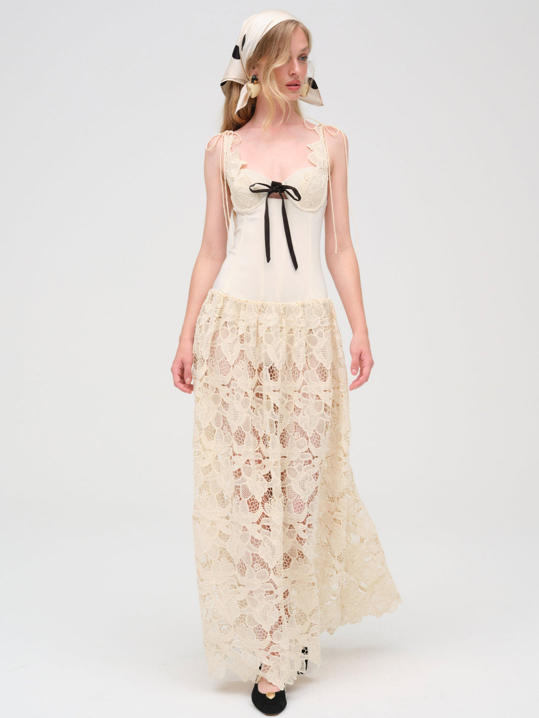 For Love and Lemons Coco Lace Maxi Dress - Cream