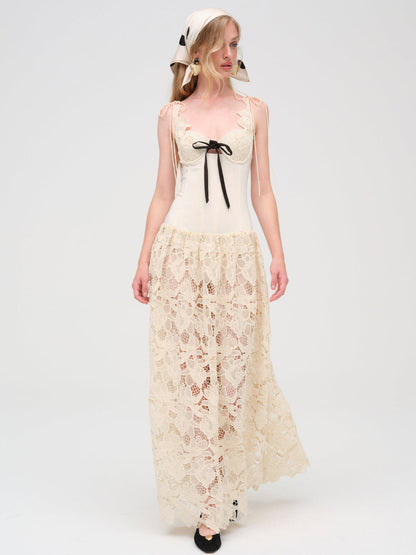 For Love and Lemons Coco Lace Maxi Dress - Cream