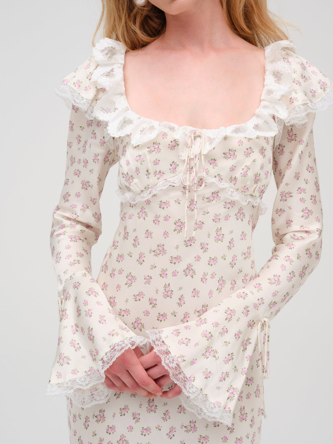 For Love and Lemons Pastel Fields Midi Dress - Cream