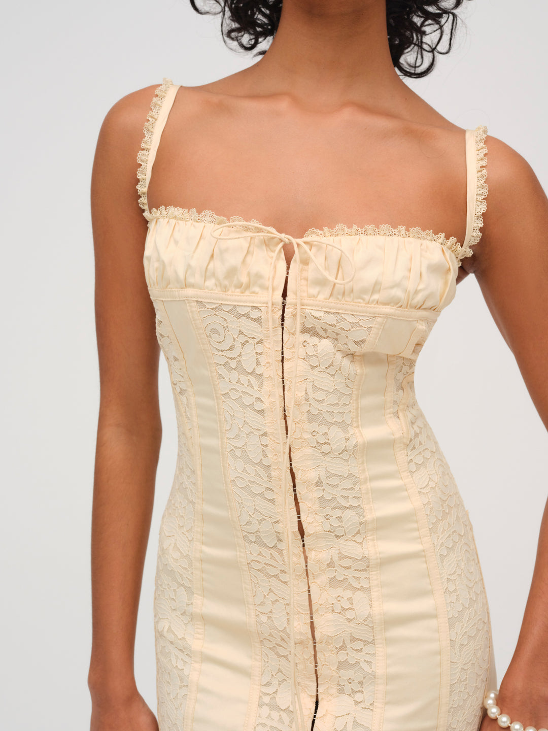 For Love and Lemons Lucy Lace Mini Dress - Buttercream