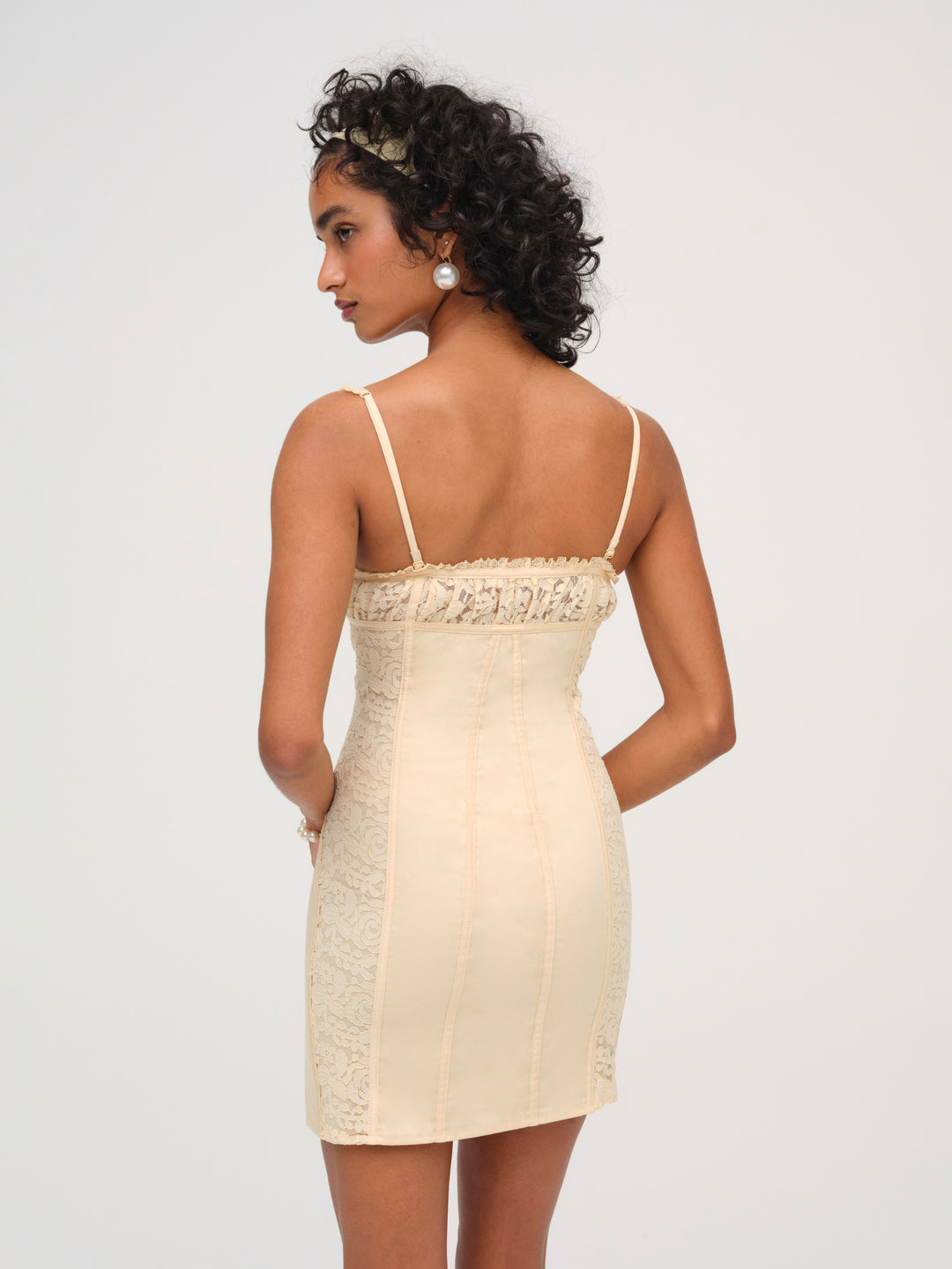 For Love and Lemons Lucy Lace Mini Dress - Buttercream