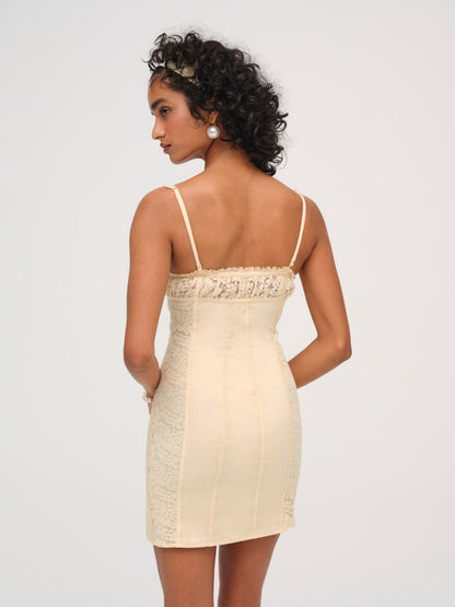 For Love and Lemons Lucy Lace Mini Dress - Buttercream