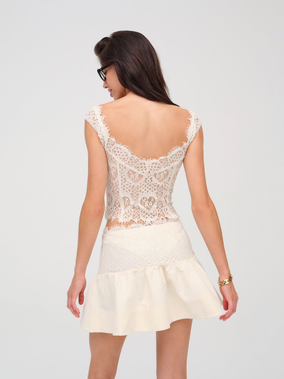 For Love and Lemons Waverly Lace Top - Cream