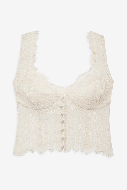 For Love and Lemons Waverly Lace Top - Cream