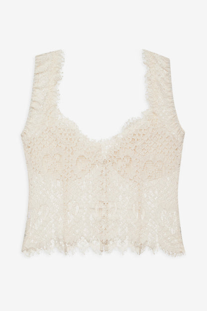 For Love and Lemons Waverly Lace Top - Cream