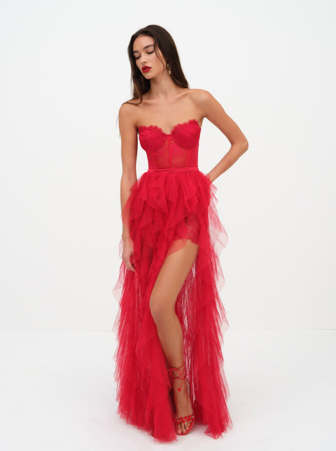 For Love and Lemons Bustier Gown - Red
