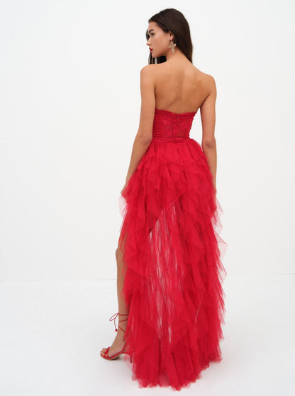 For Love and Lemons Bustier Gown - Red