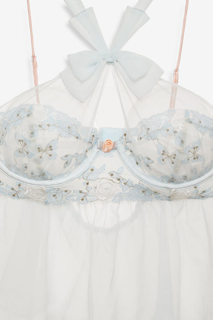 For Love and Lemons Winter Roses Top - Blue