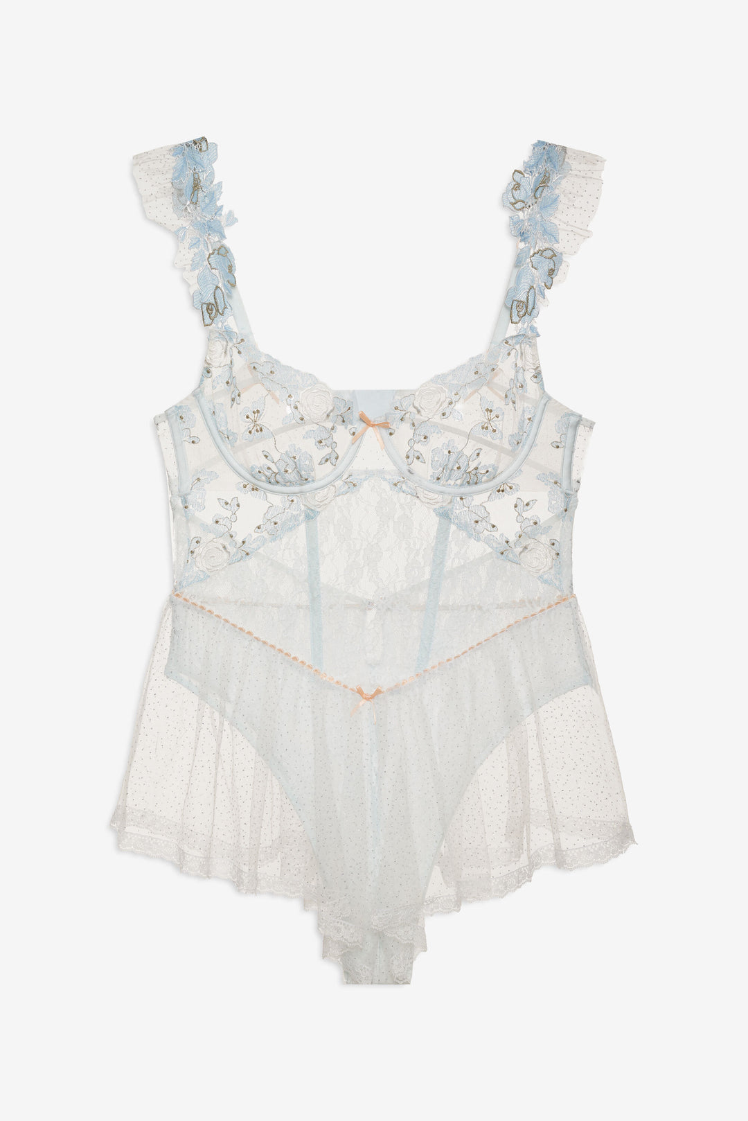 For Love and Lemons Winter Roses Romper - Blue