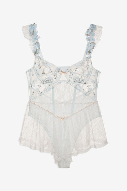 For Love and Lemons Winter Roses Romper - Blue