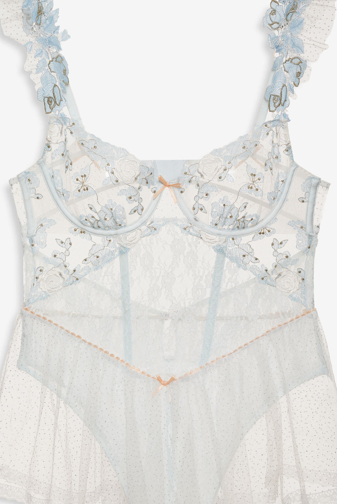 For Love and Lemons Winter Roses Romper - Blue