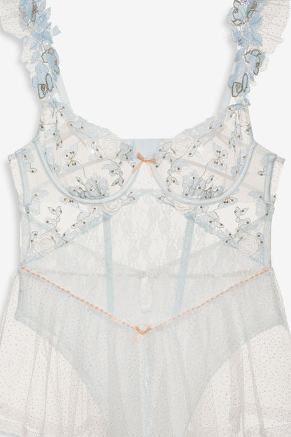 For Love and Lemons Winter Roses Romper - Blue
