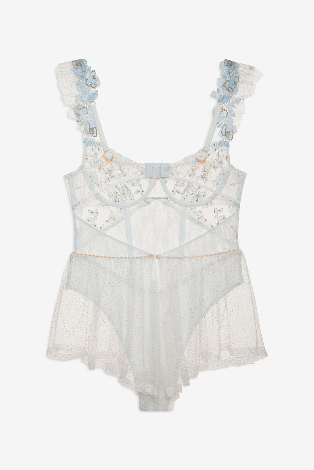 For Love and Lemons Winter Roses Romper - Blue