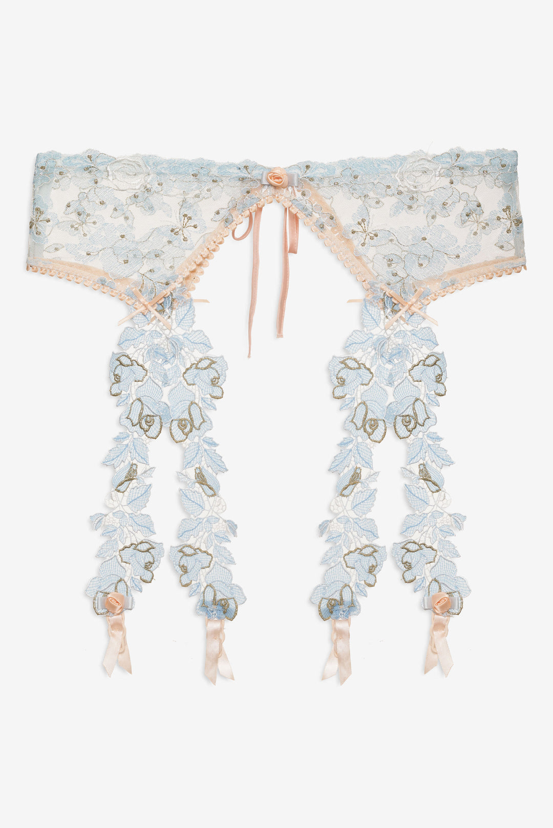 For Love and Lemons Winter Roses Garter Belt - Blue