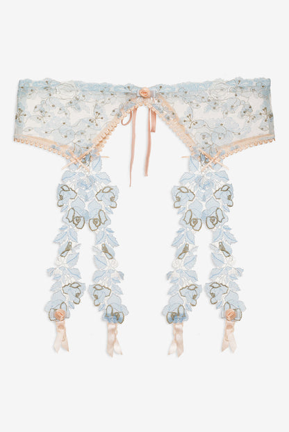 For Love and Lemons Winter Roses Garter Belt - Blue
