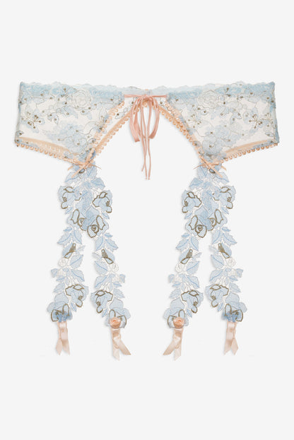 For Love and Lemons Winter Roses Garter Belt - Blue