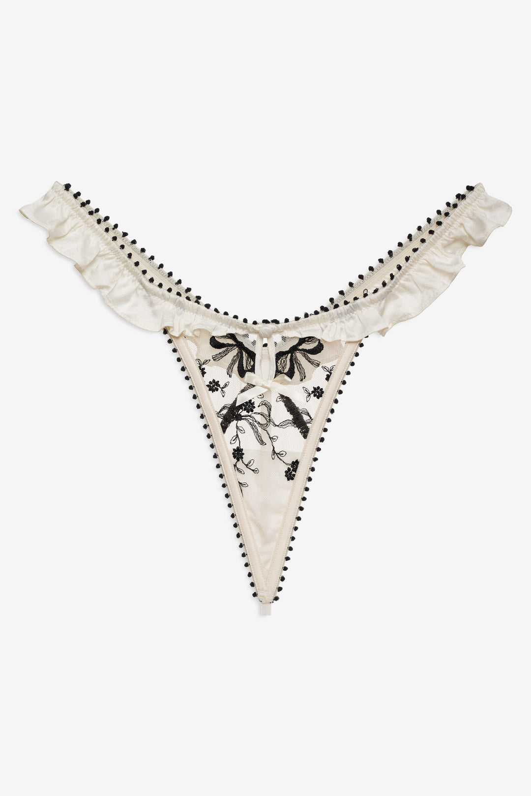 For Love and Lemons Bow Time Thong Panty - Cream