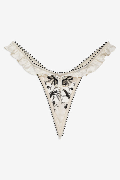 For Love and Lemons Bow Time Thong Panty - Cream