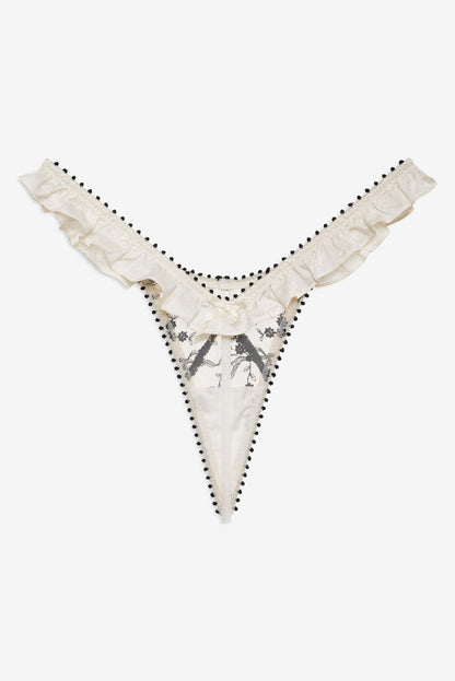 For Love and Lemons Bow Time Thong Panty - Cream