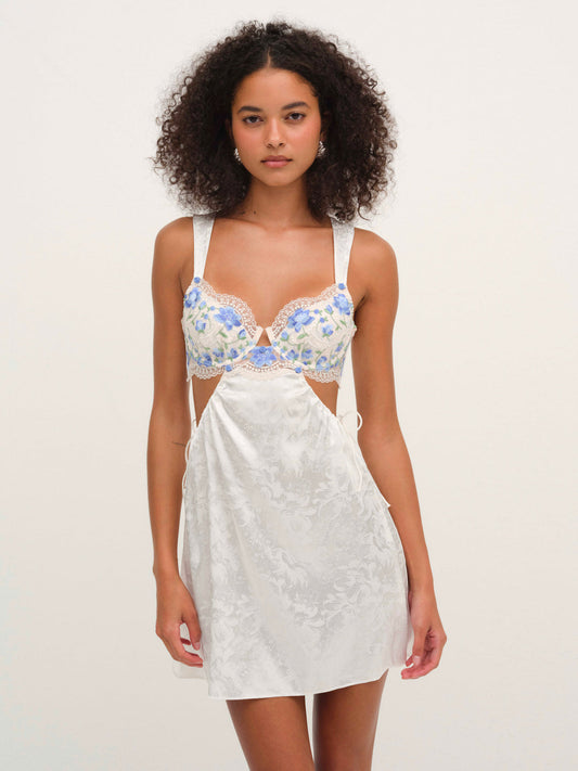 For Love and Lemons Festival Rose Slip Dress - Blue
