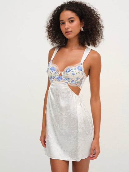 For Love and Lemons Festival Rose Slip Dress - Blue