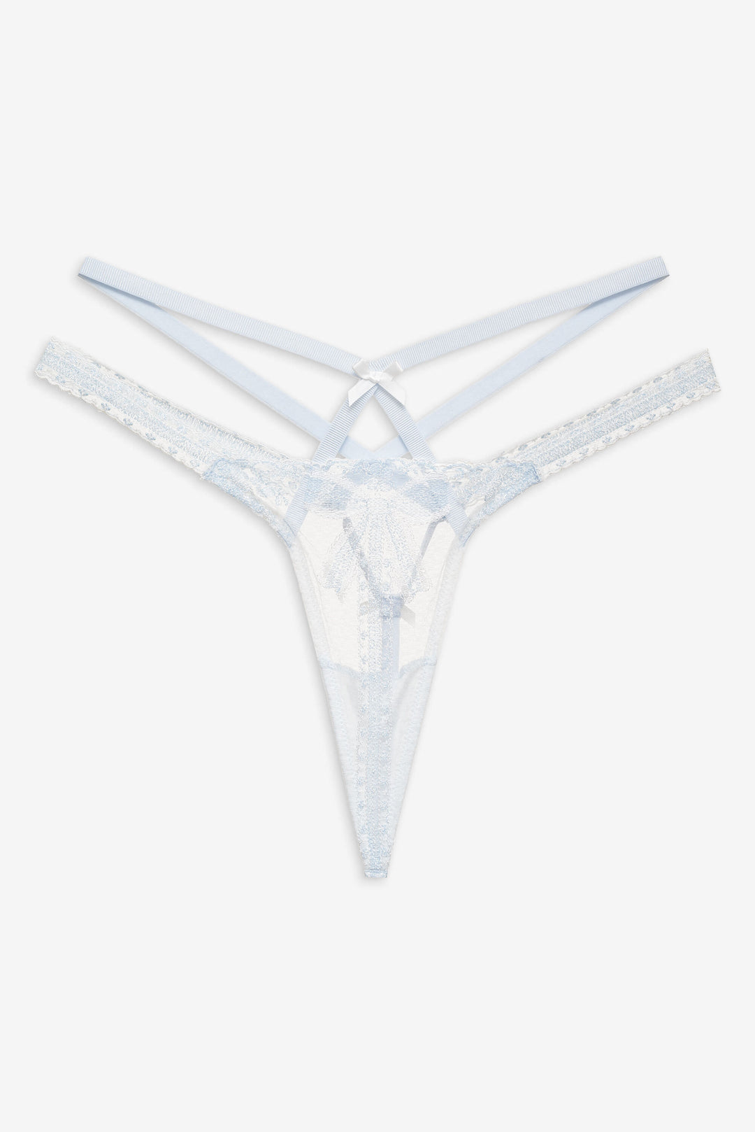 For Love and Lemons Blair Bow Thong Panty - Blue