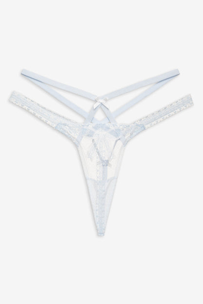 For Love and Lemons Blair Bow Thong Panty - Blue