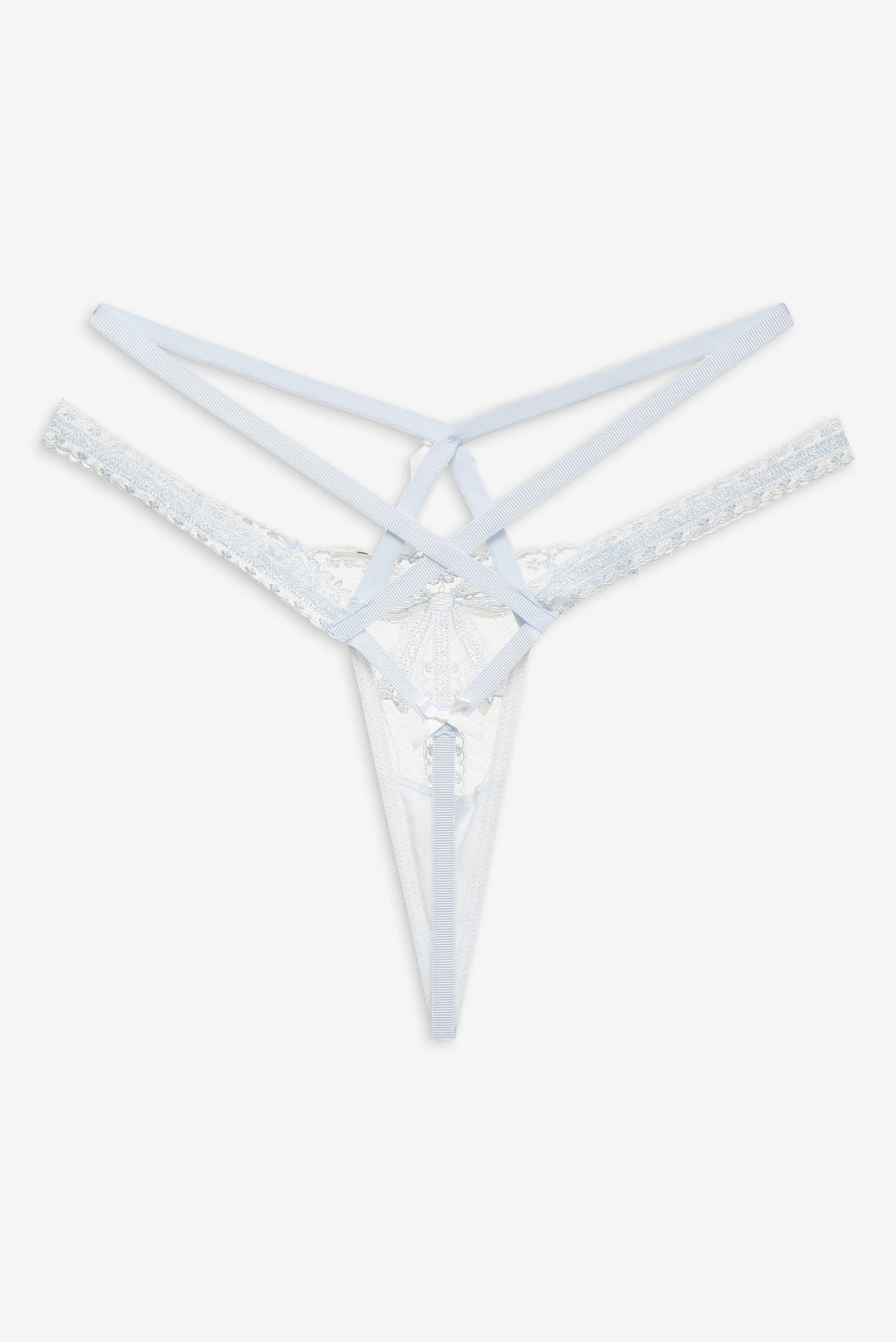 For Love and Lemons Blair Bow Thong Panty - Blue