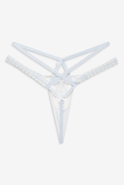 For Love and Lemons Blair Bow Thong Panty - Blue