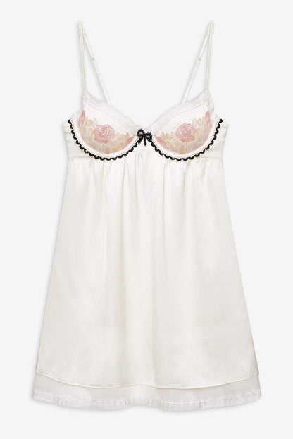 For Love and Lemons Evie Floral Slip Dress - Cream