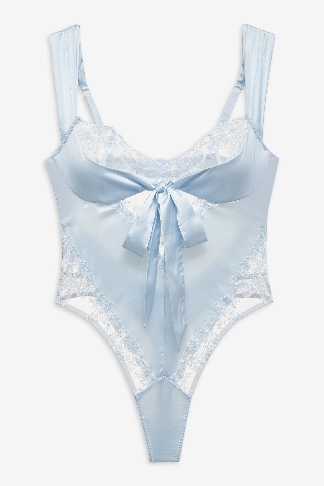 For Love and Lemons Blair Bow Bodysuit - Blue