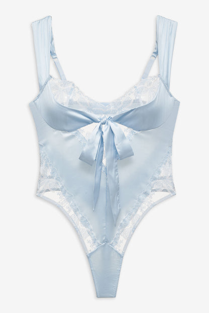 For Love and Lemons Blair Bow Bodysuit - Blue