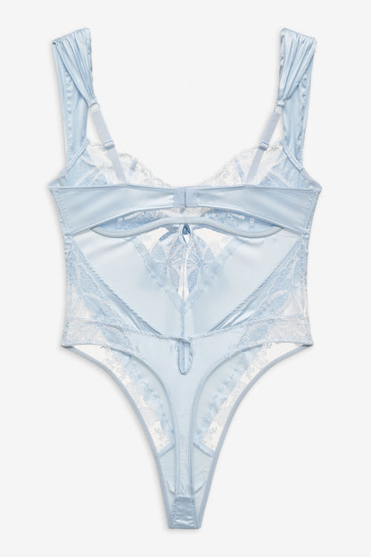 For Love and Lemons Blair Bow Bodysuit - Blue
