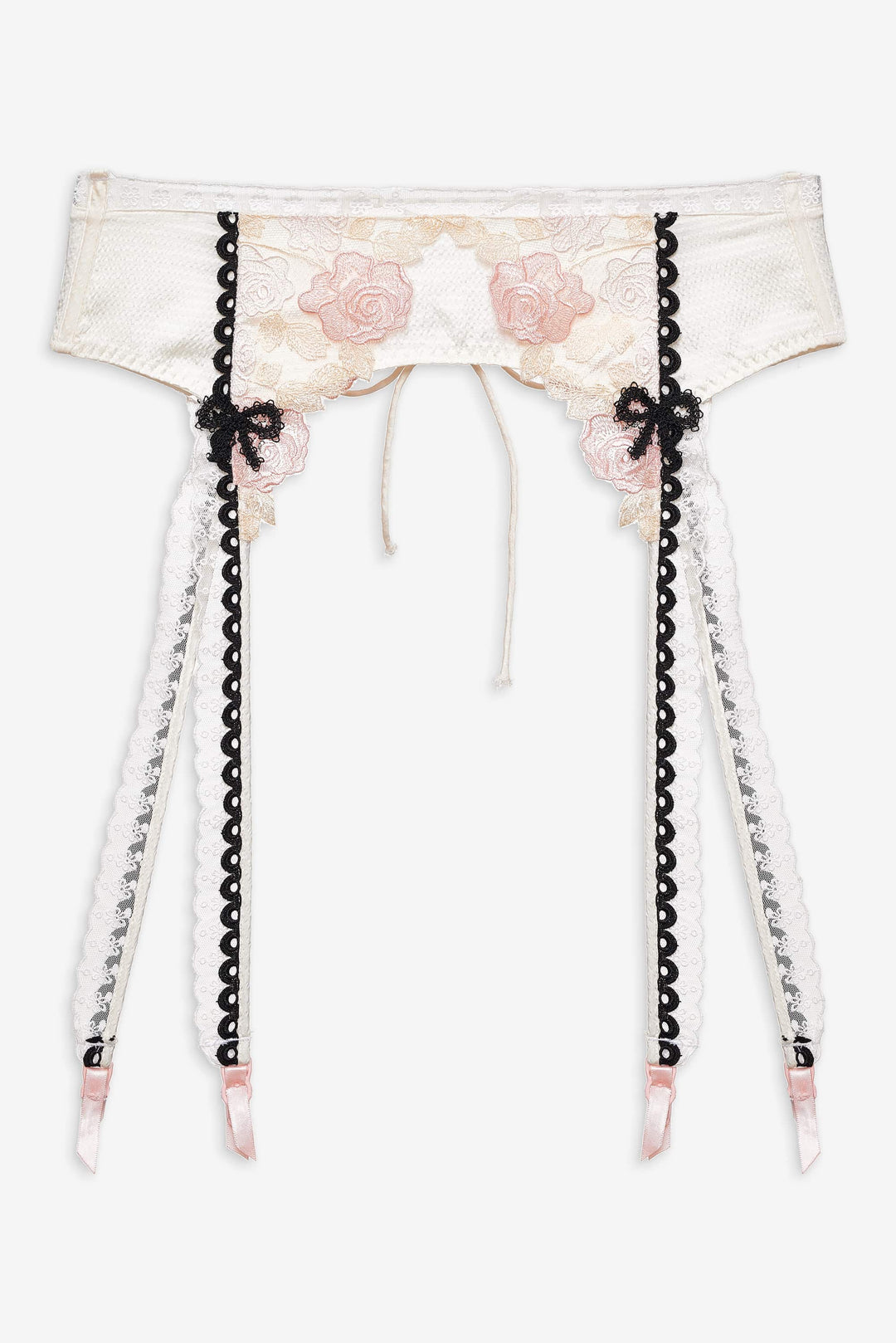 For Love and Lemons Evie Floral Garter Belt - Cream