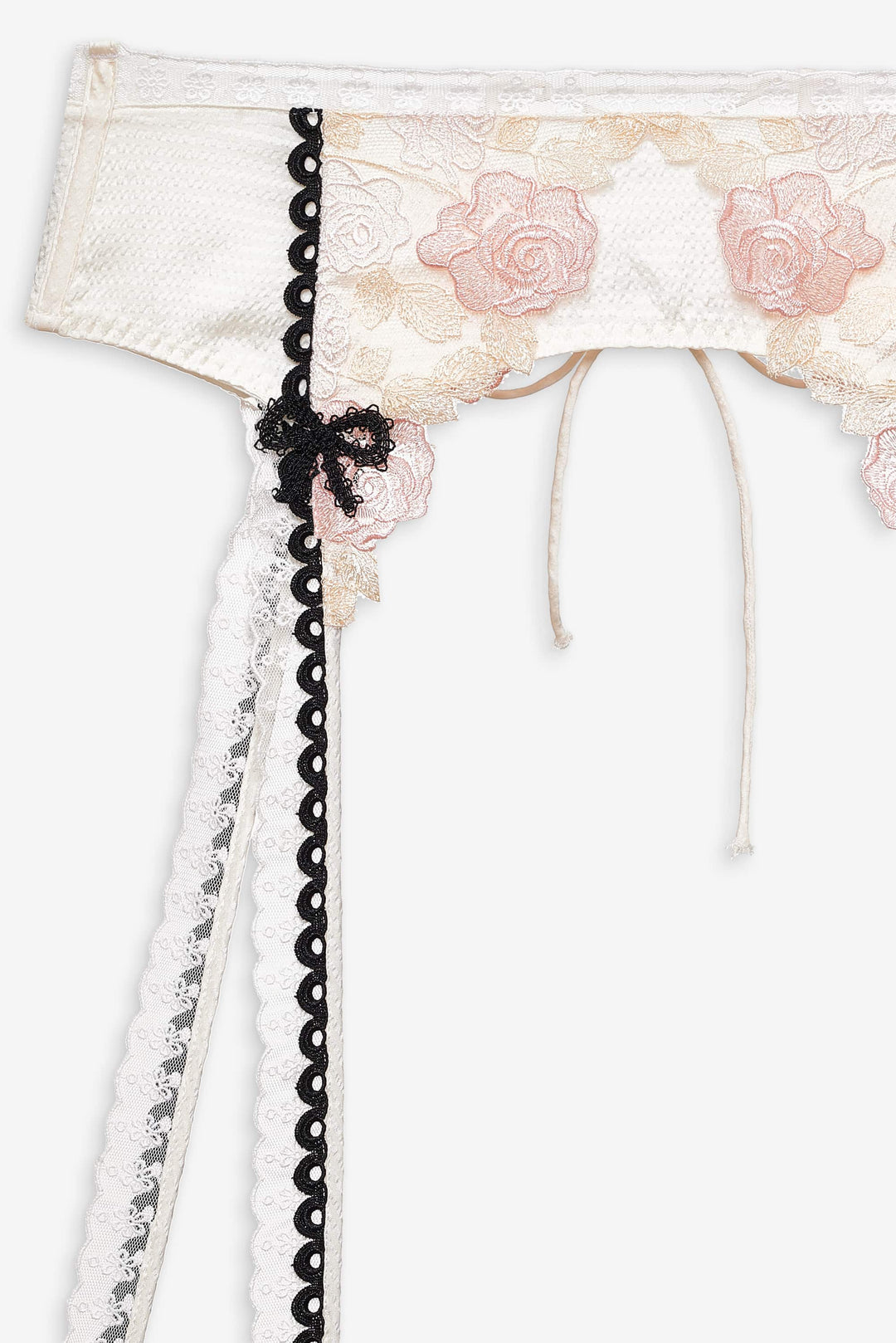 For Love and Lemons Evie Floral Garter Belt - Cream
