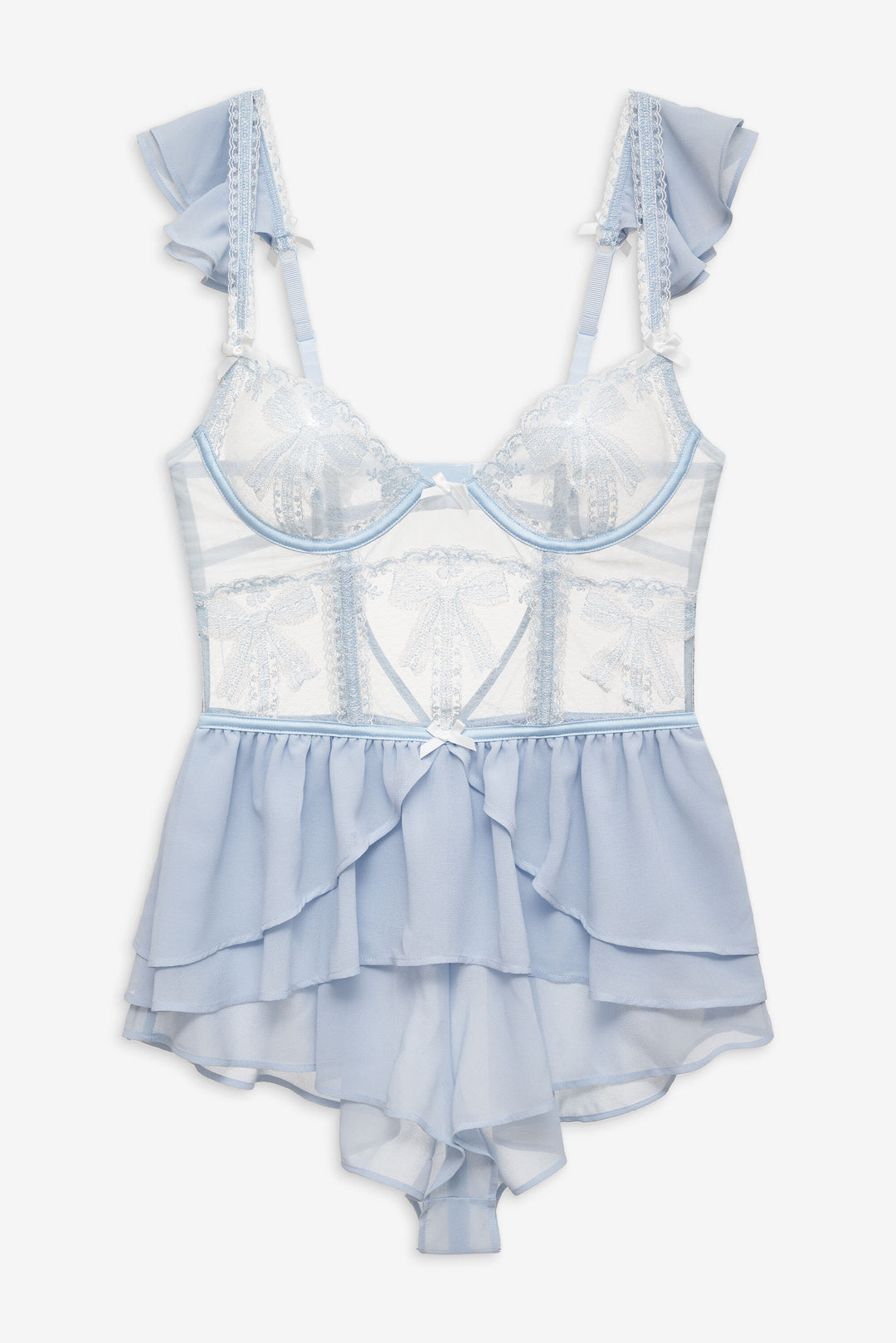 For Love and Lemons Blair Bow Romper - Blue