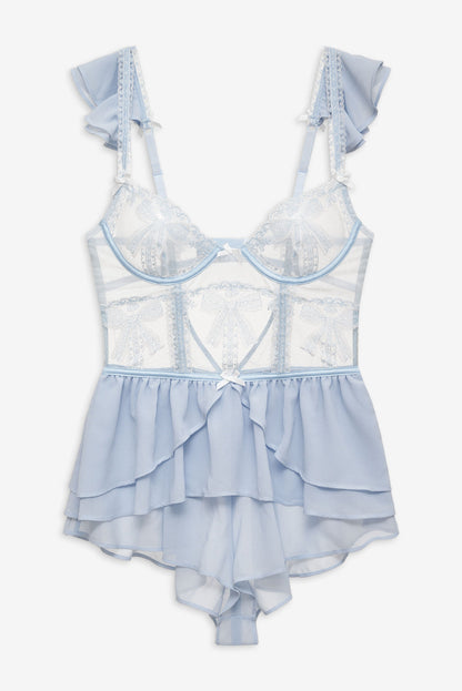 For Love and Lemons Blair Bow Romper - Blue