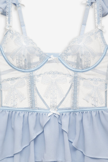For Love and Lemons Blair Bow Romper - Blue