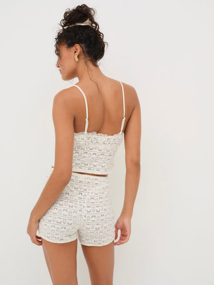 For Love and Lemons Reba Sleep Top - White