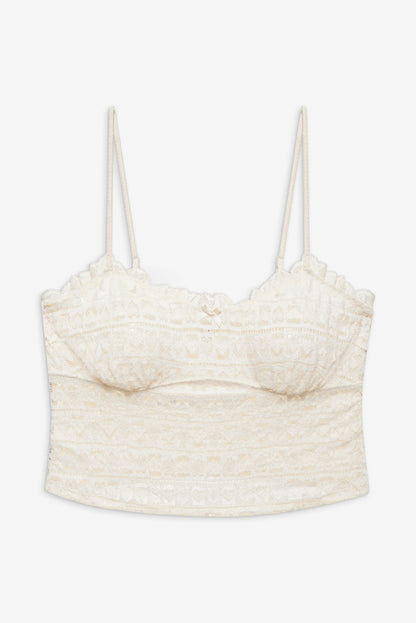 For Love and Lemons Reba Sleep Top - White
