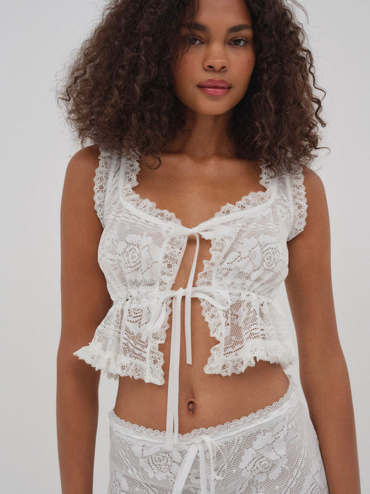For Love and Lemons Antique Store Lace Top - White