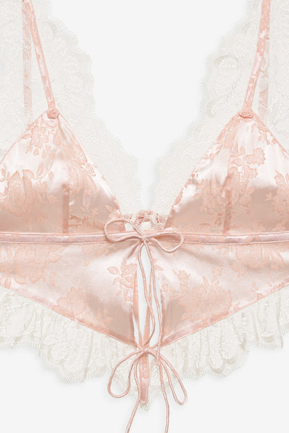 For Love and Lemons Audrey Jacquard Top - Peach