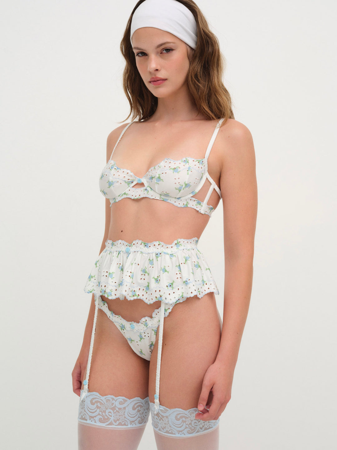 For Love and Lemons Budding Blossom Garter Belt - White