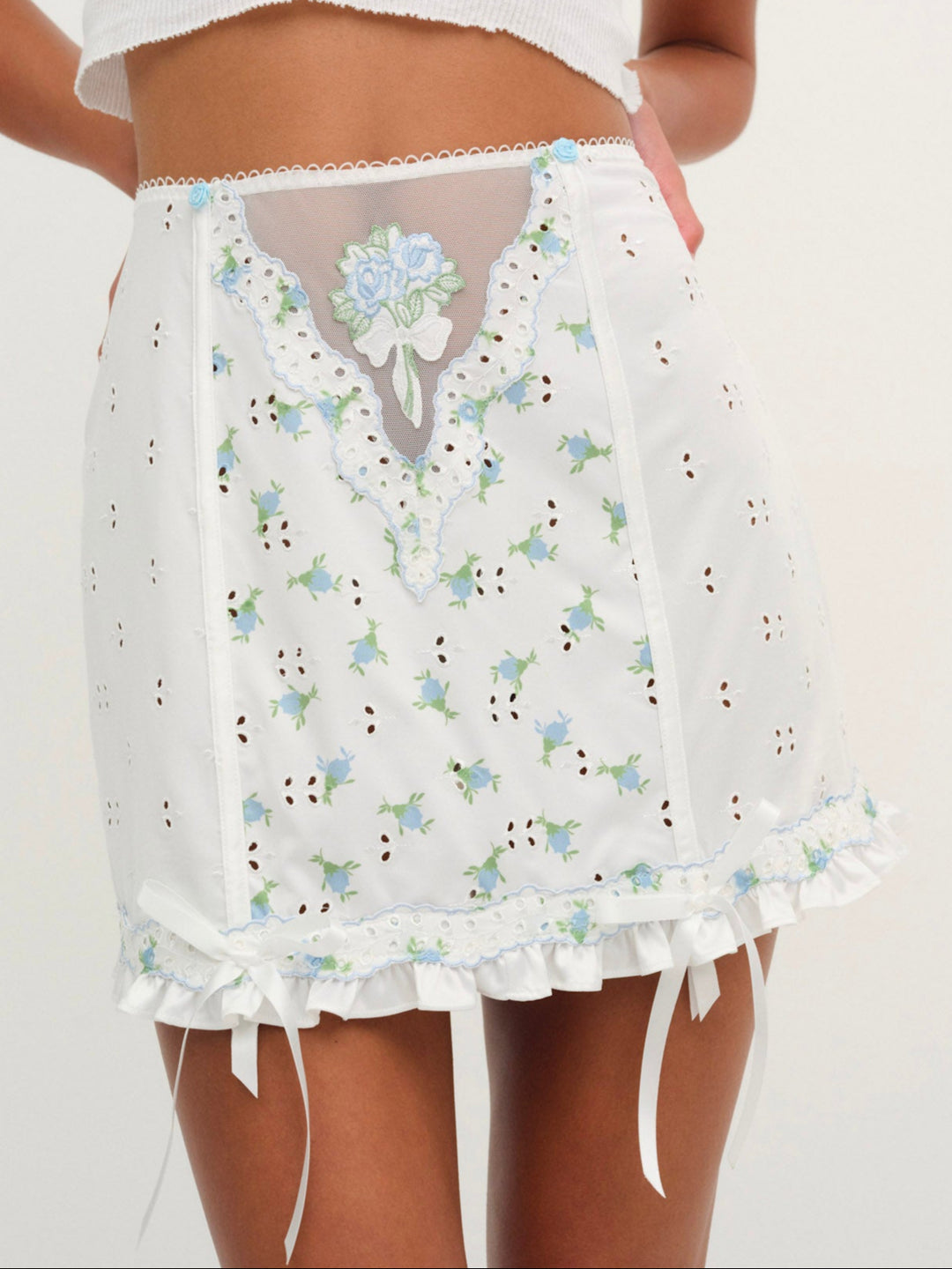For Love and Lemons Budding Blossom Garter Skirt - White