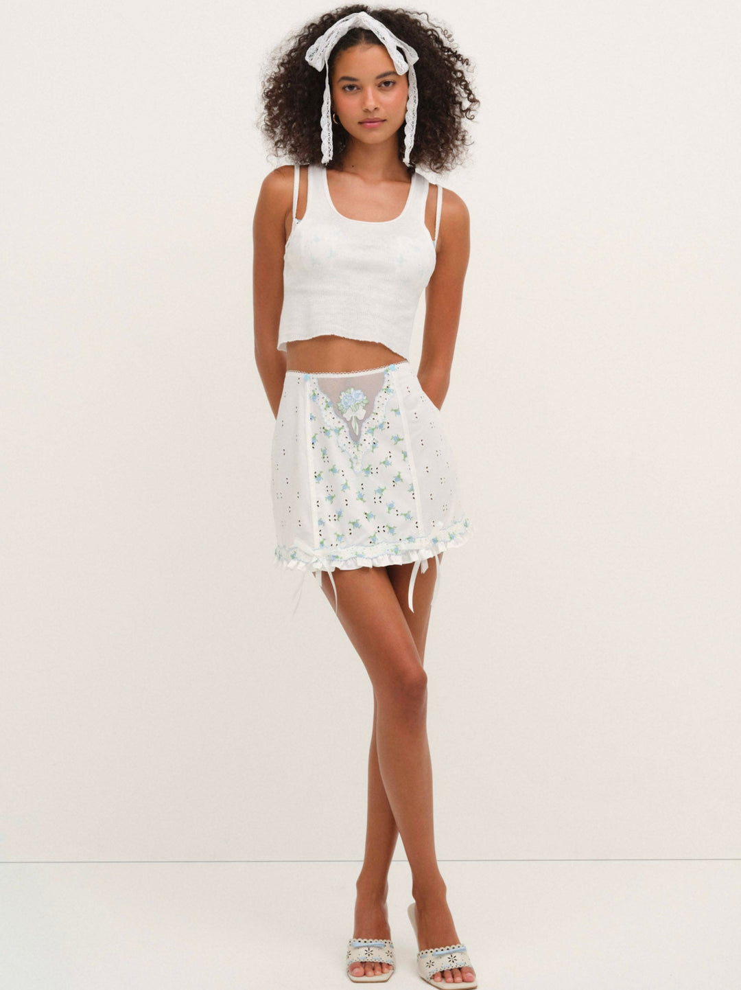 For Love and Lemons Budding Blossom Garter Skirt - White